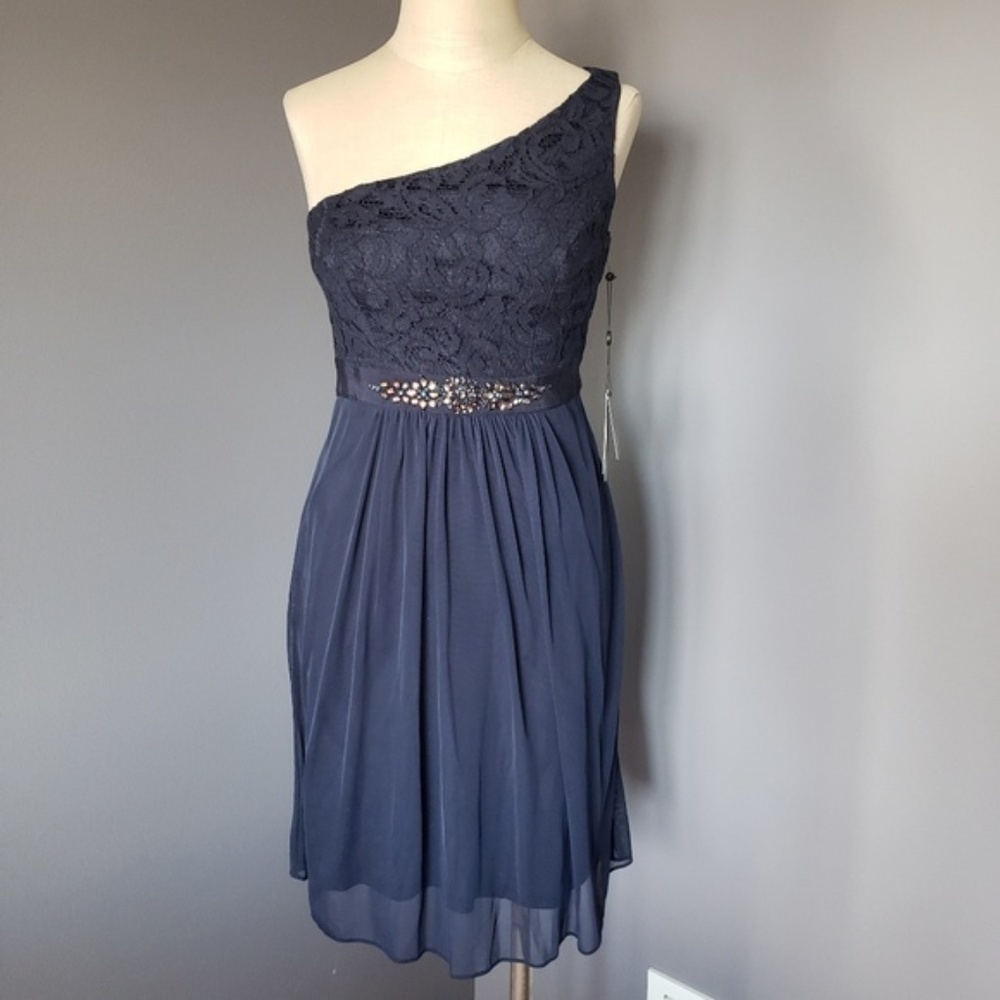 NWT Adrianna Papell Embellished One Shoulder Dress